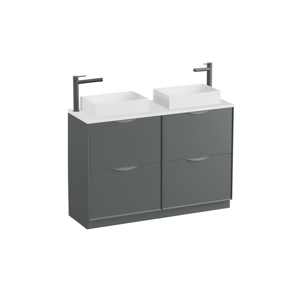 Vado Safari Smooth 1200mm Charcoal Grey Floorstanding Vanity Unit & Gloss White Worktop
